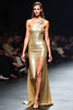 Load image into Gallery viewer, Golden Sheath One Shoulder Long Gala Dress with Slit