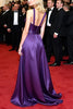 Load image into Gallery viewer, A Line Dark Purple Sparkly Ruched Long Gala Dress