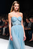 Load image into Gallery viewer, Grey Blue A Line Strapless Long Gala Dress