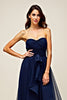 Load image into Gallery viewer, Navy Sweetheart A Line Ruffled Long Formal Dress