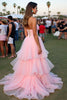 Load image into Gallery viewer, Blush Ball Gown Tiered Backless Long Formal Dress with Beading