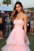 Load image into Gallery viewer, Blush Ball Gown Tiered Backless Long Formal Dress with Beading