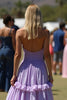 Load image into Gallery viewer, Lilac Ruffled Off the Shoulder Long Chiffon Formal Dress with slit