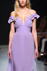 Load image into Gallery viewer, Lilac A Line V-Neck Flowy Chiffon Gala Dress with Ruffles