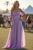 Load image into Gallery viewer, Lilac A Line Pleated Chiffon Formal Dress with Ruffles