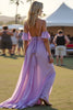 Load image into Gallery viewer, Lilac A Line Pleated Chiffon Formal Dress with Ruffles