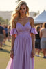 Load image into Gallery viewer, Lilac A Line Pleated Chiffon Formal Dress with Ruffles