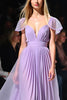 Load image into Gallery viewer, Lilac A Line V-Neck Pleated Flowy Tulle Formal Dress