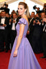 Load image into Gallery viewer, A Line Purple Ruched Satin Long Gala Dress with Cap Sleeves