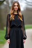 Load image into Gallery viewer, Black Scoop Column Formal Dress with Long Sleeves