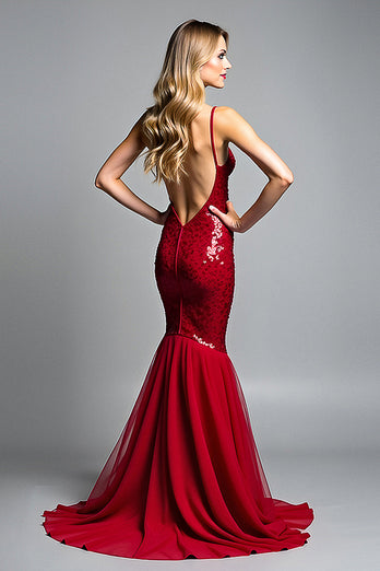 Sparkly Mermaid Sequins Deep V-Neck Long Prom Dress