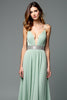 Load image into Gallery viewer, Green A Line Deep V-Neck Pleated Long Prom Dress