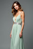 Load image into Gallery viewer, Green A Line Deep V-Neck Pleated Long Prom Dress