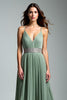 Load image into Gallery viewer, Dusty Sage Spaghetti Straps Pleated Long Prom Dress