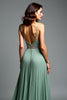 Load image into Gallery viewer, Dusty Sage Pleated V-Neck Long Prom Dress with Slit