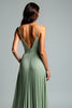 Load image into Gallery viewer, Grey Green Pleated A Line Long Prom Dress