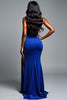 Load image into Gallery viewer, Royal Blue One Shoulder Sequins Long Prom Dress with Slit