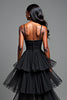 Load image into Gallery viewer, A Line Black Tiered Long Tulle Prom Dress