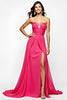 Load image into Gallery viewer, Fuchsia A Line Ruched Strapless Long Prom Dress with Slit