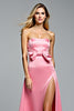 Load image into Gallery viewer, Hot Pink Bowknot Square Neck Long Prom Dress with Slit