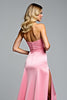 Load image into Gallery viewer, Hot Pink Bowknot Square Neck Long Prom Dress with Slit