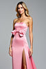 Load image into Gallery viewer, Hot Pink Bowknot Square Neck Long Prom Dress with Slit