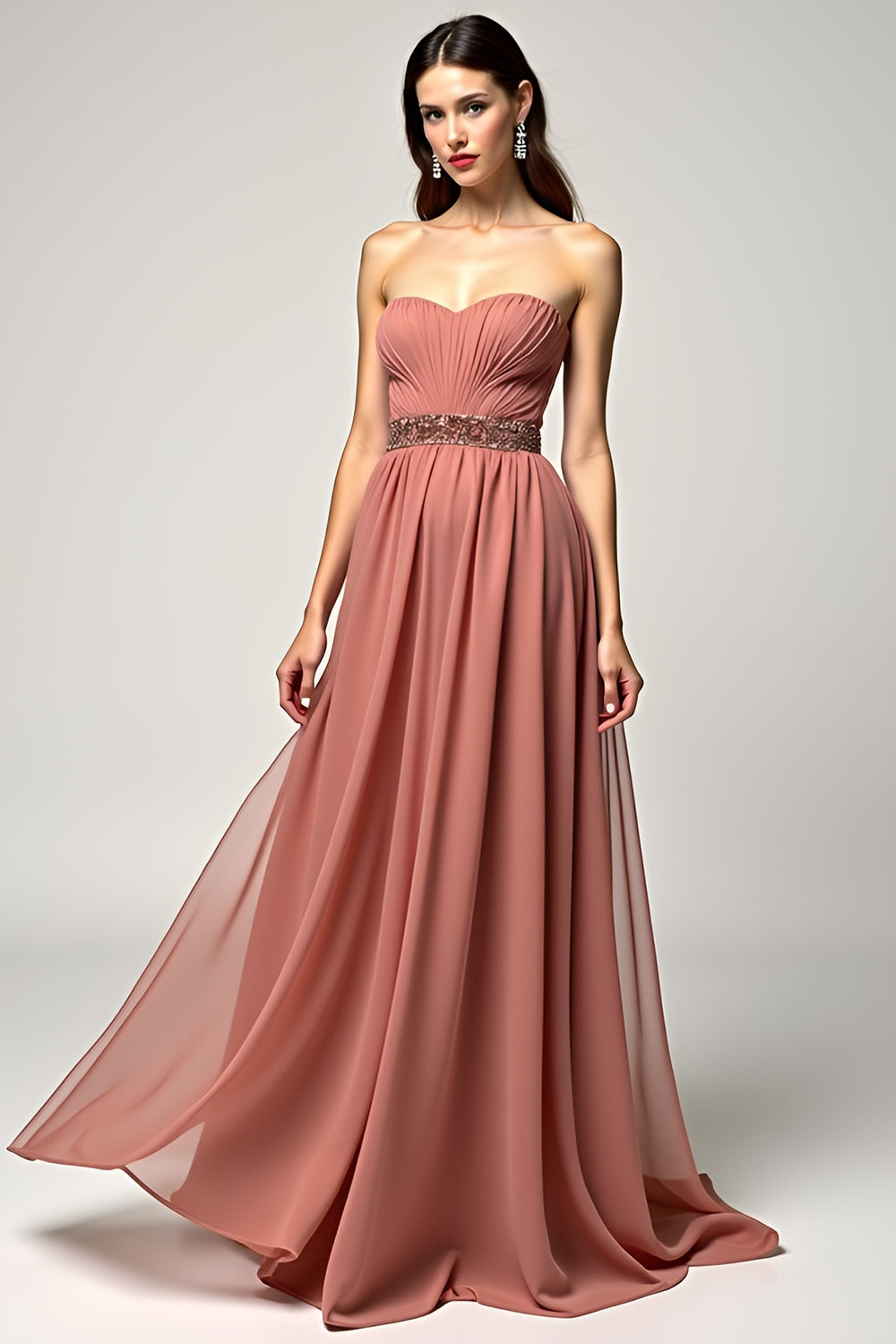 Brown Sweetheart A Line Long Prom Dress