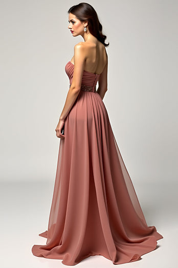 Brown Sweetheart A Line Long Prom Dress