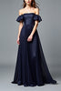 Load image into Gallery viewer, Navy A Line Off the Shoulder Pleated Formal Dress with Ruffles