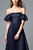 Load image into Gallery viewer, Navy A Line Off the Shoulder Pleated Formal Dress with Ruffles