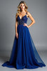 Load image into Gallery viewer, Royal Blue A Line Ruched Long Prom Dress with Beading