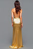 Load image into Gallery viewer, Golden Halter Asymmetrical Backless High-Low Prom Dress