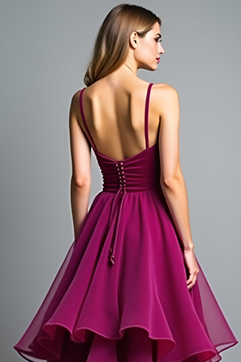 Load image into Gallery viewer, Purple Ruched A Line Dark Long Prom Dress with Ruffles