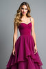 Load image into Gallery viewer, Purple Ruched A Line Dark Long Prom Dress with Ruffles