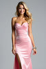 Load image into Gallery viewer, Pink Sweetheart Ruched Long Prom Dress with Slit