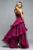 Load image into Gallery viewer, Dark Purple V-Neck Tiered Asymmetrical Formal Dress