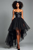 Load image into Gallery viewer, Black Strapless Corset Tiered Tulle Prom Dress