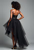 Load image into Gallery viewer, Black Strapless Corset Tiered Tulle Prom Dress