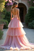 Load image into Gallery viewer, Blush A Line Tiered Beaded Long Prom Dress with Ruffles