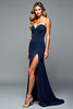 Load image into Gallery viewer, Navy Sweetheart Long Formal Dress with Slit