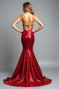 Load image into Gallery viewer, Sparkly Red Sequins Mermaid V-Neck Long Prom Dress