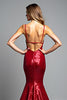 Load image into Gallery viewer, Sparkly Red Sequins Mermaid V-Neck Long Prom Dress