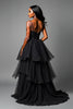 Load image into Gallery viewer, Black A Line Tiered Asymetrical Tulle Long Prom Dress