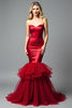 Load image into Gallery viewer, Red Sweetheart Tiered Backless Long Satin Prom Dress