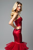 Load image into Gallery viewer, Red Sweetheart Tiered Backless Long Satin Prom Dress