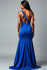 Load image into Gallery viewer, Sequins Royal Blue One Shoulder Long Prom Dress with Slit