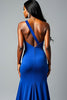 Load image into Gallery viewer, Sequins Royal Blue One Shoulder Long Prom Dress with Slit