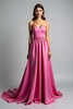 Load image into Gallery viewer, Fuchsia A Line Strapless Satin Long Prom Dress