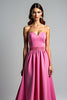 Load image into Gallery viewer, Fuchsia A Line Strapless Satin Long Prom Dress