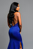 Load image into Gallery viewer, Sparkly Royal Blue One Shoulder Long Prom Dress with Slit